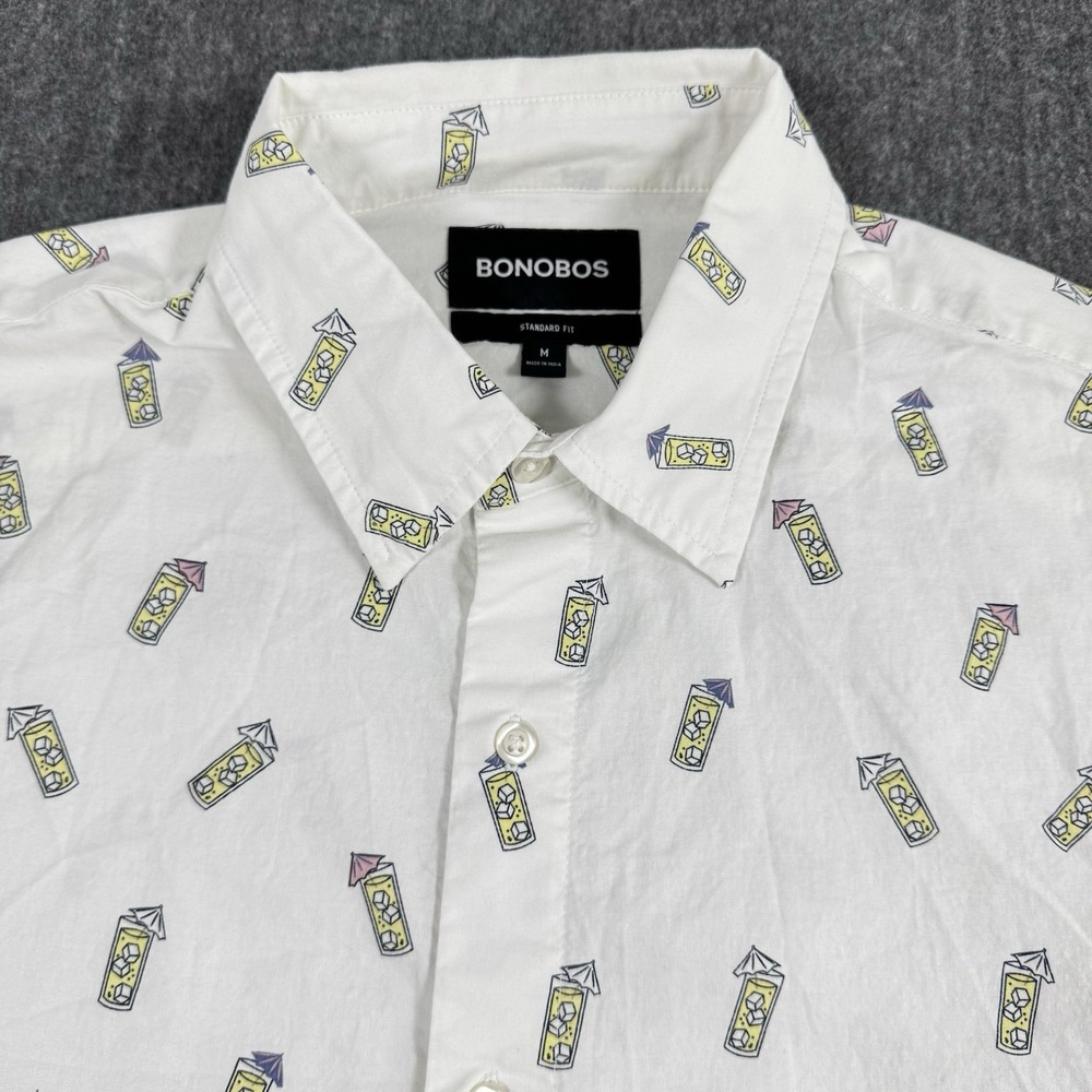 Bonobos Men's Standard Fit Short Sleeve Button Up Shirt Cocktail Print Size M